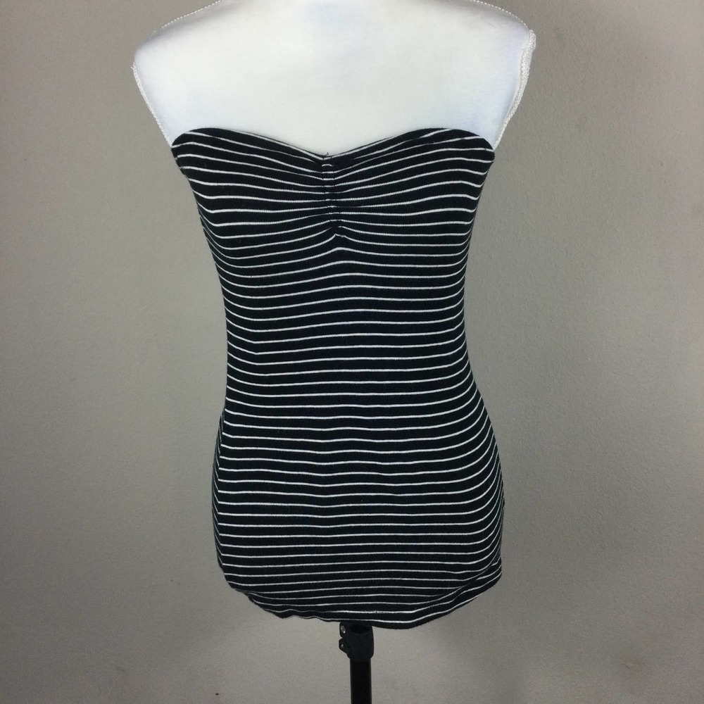 Piper Blue Strapless Striped Top
